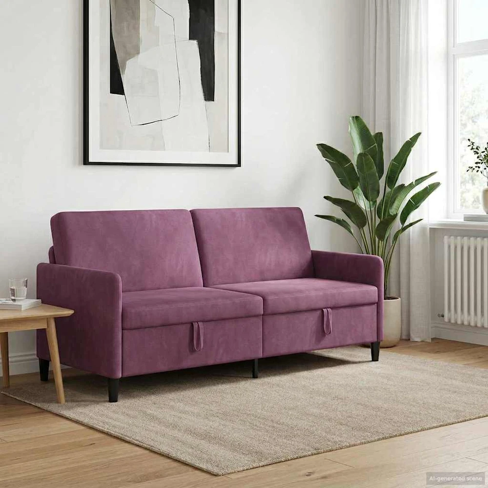 Sofa su saugojimo vieta Violetinė 192 x 78 x 87 cm Poliesteris