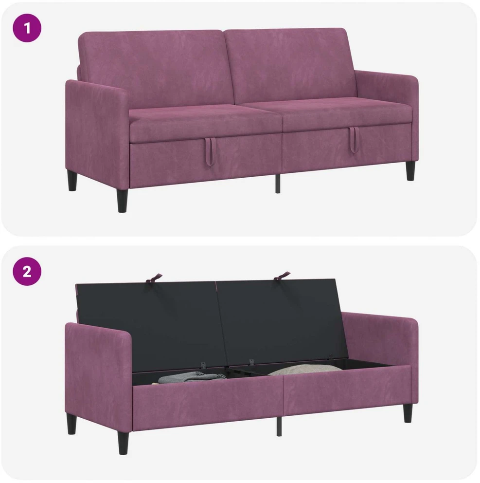 Sofa su saugojimo vieta Violetinė 192 x 78 x 87 cm Poliesteris