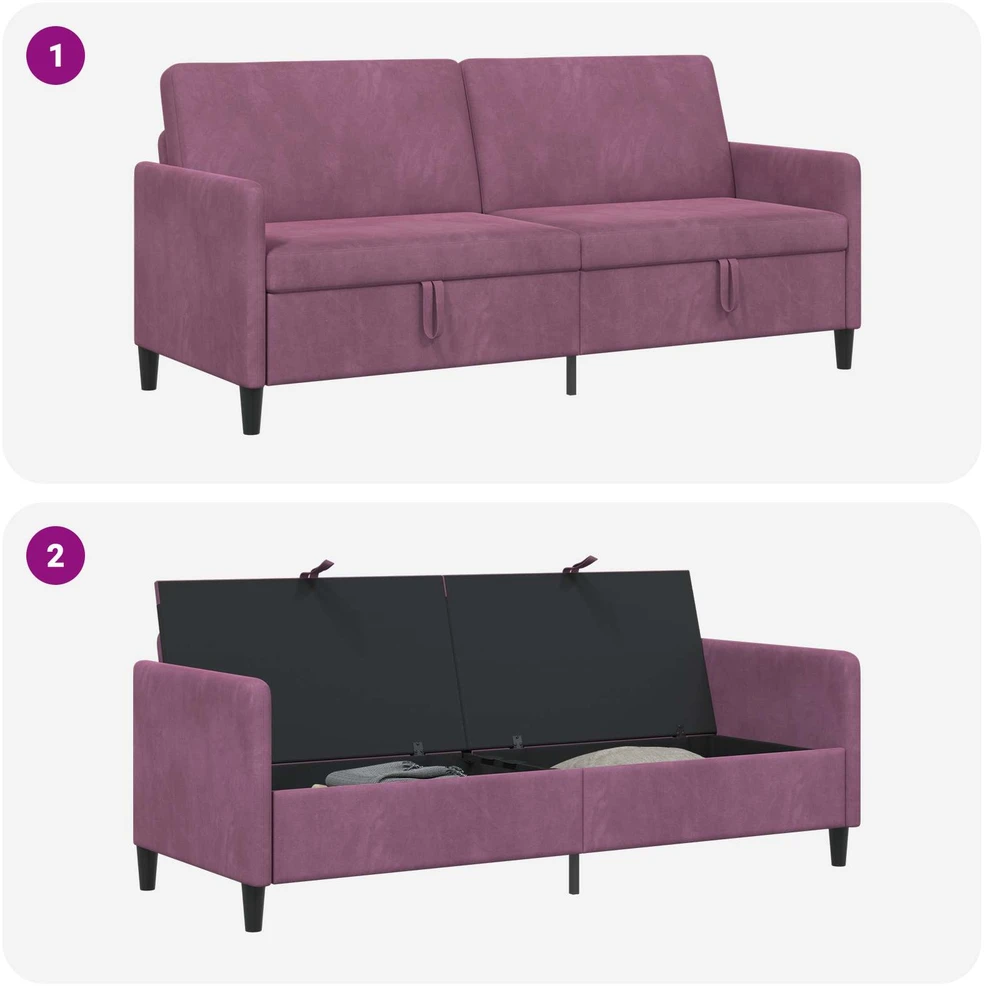 Sofa su saugojimo vieta Violetinė 192 x 78 x 87 cm Poliesteris