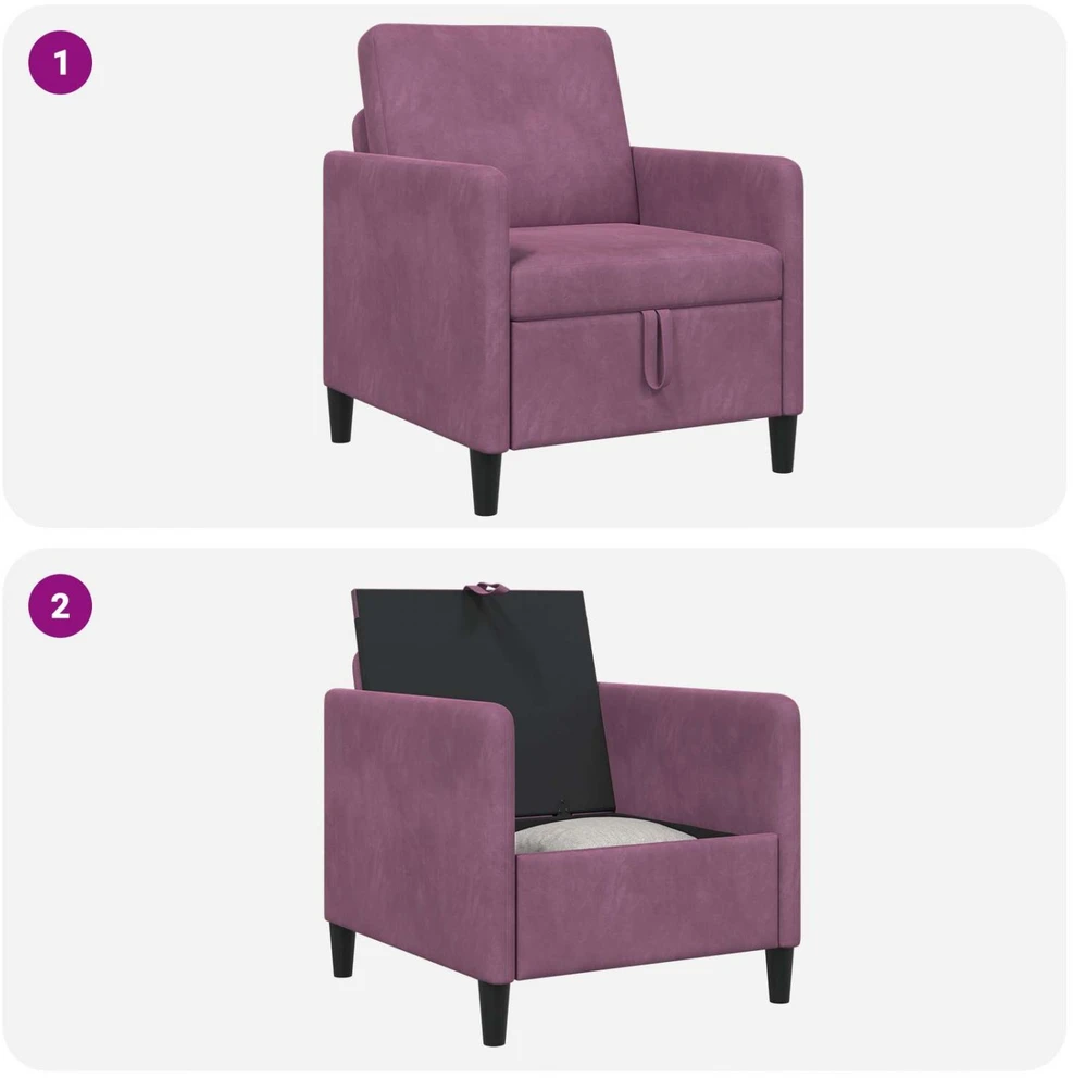 Sofa su saugojimo vieta Violetinė 72 x 78 x 87 cm Poliesteris