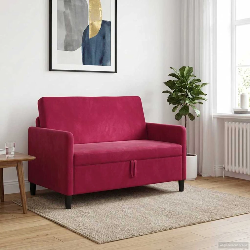 Sofa su saugojimo vieta Vyno raudona 122 x 78 x 87 cm