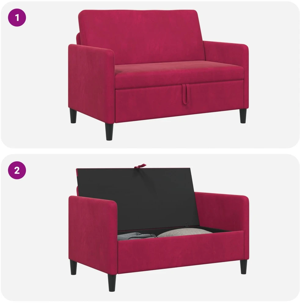 Sofa su saugojimo vieta Vyno raudona 122 x 78 x 87 cm