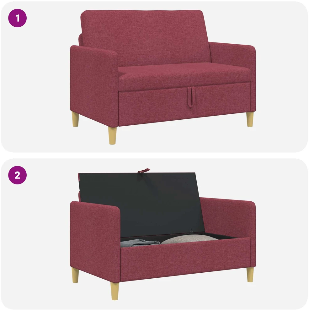 Sofa su saugojimo vieta Vyno raudona 122 x 78 x 87 cm