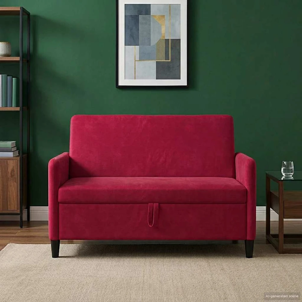 Sofa su saugojimo vieta 2 vietos Vyno raudona 122 x 78 x 87 cm