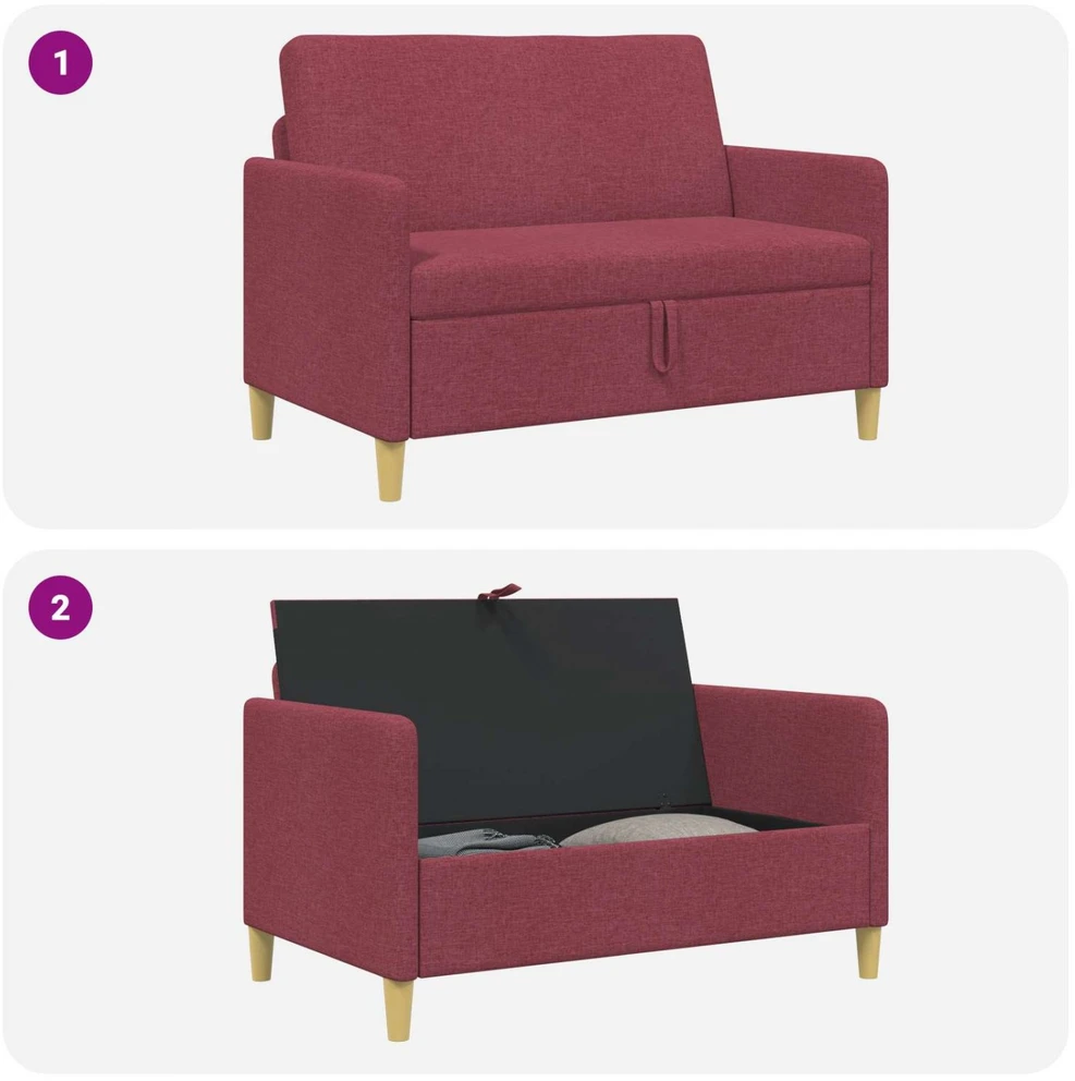 Sofa su saugojimo vieta Vyno raudona 122 x 78 x 87 cm