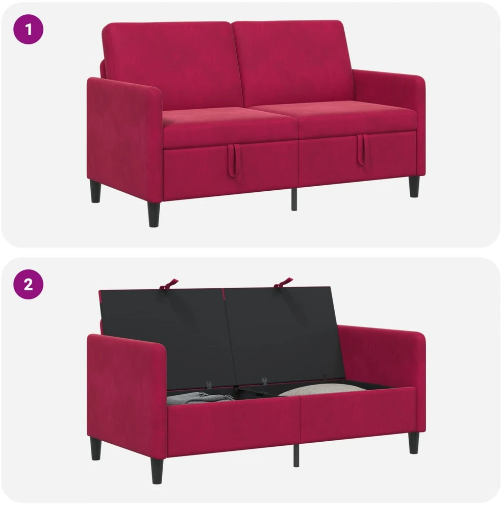 Sofa su saugojimo vieta Vyno raudona 152 x 78 x 87 cm