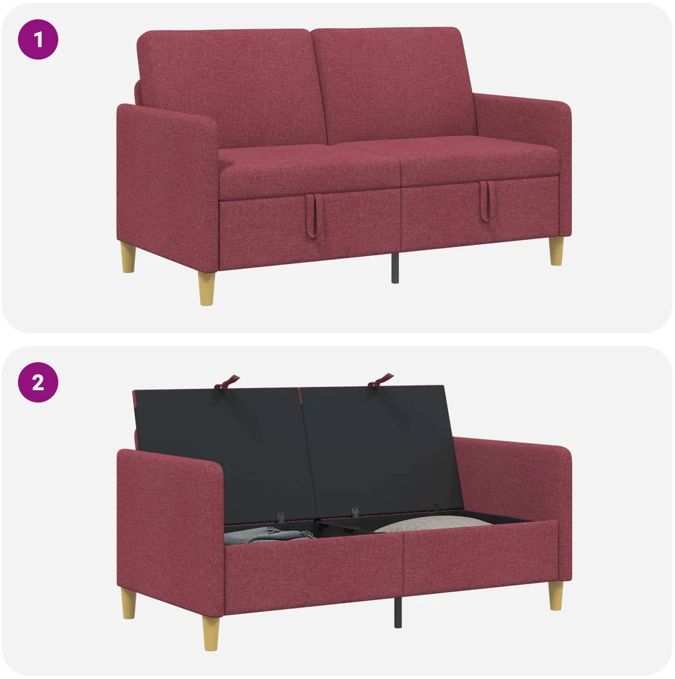 Sofa su saugojimo vieta Vyno raudona 152 x 78 x 87 cm
