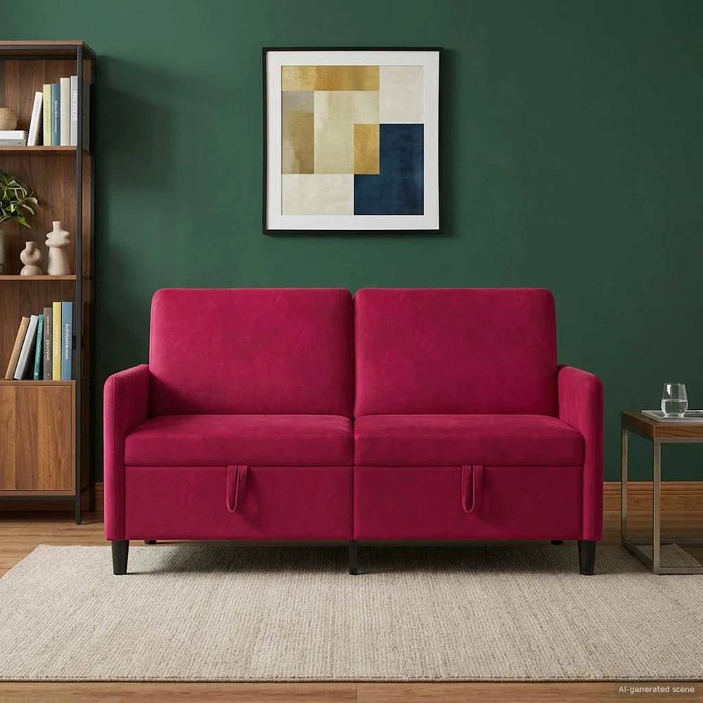 Sofa su saugojimo vieta Vyno raudona 152 x 78 x 87 cm