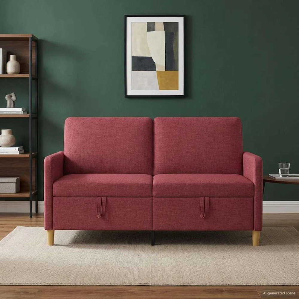 Sofa su saugojimo vieta Vyno raudona 152 x 78 x 87 cm