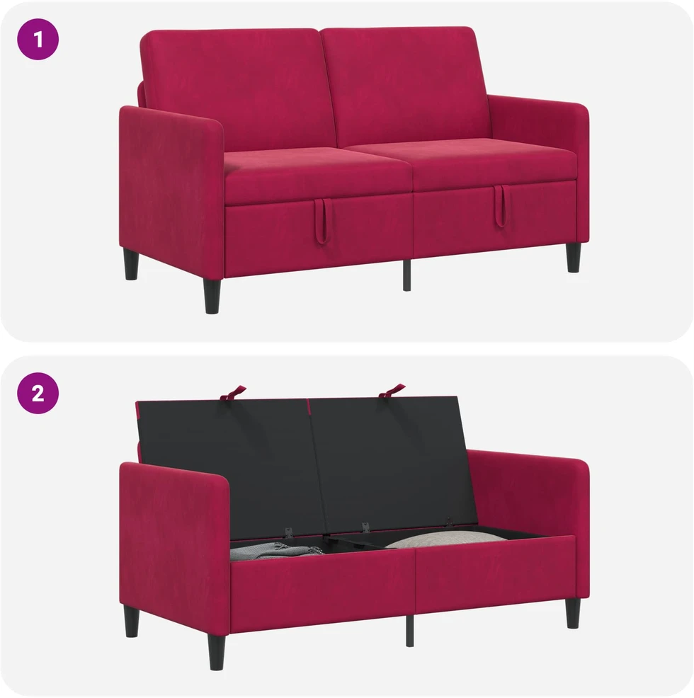 Sofa su saugojimo vieta Vyno raudona 152 x 78 x 87 cm