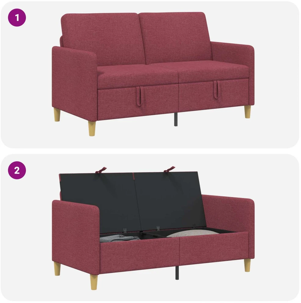 Sofa su saugojimo vieta Vyno raudona 152 x 78 x 87 cm