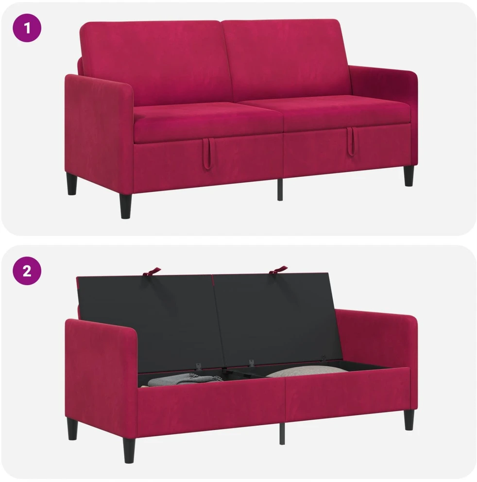 Sofa su saugojimo vieta Vyno raudona 172 x 78 x 87 cm
