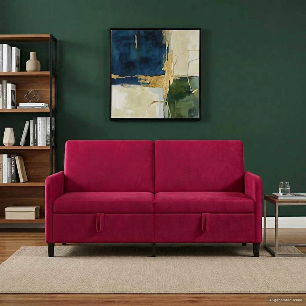 Sofa su saugojimo vieta Vyno raudona 172 x 78 x 87 cm