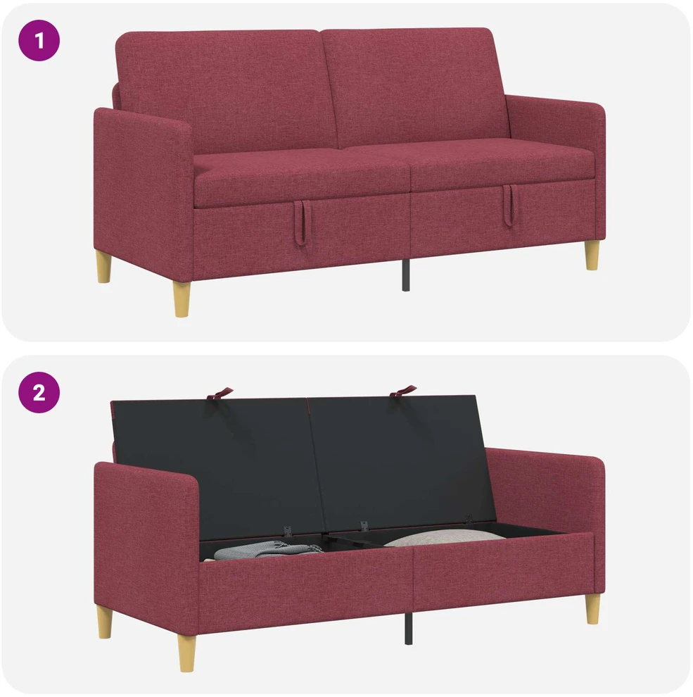 Sofa su saugojimo vieta Vyno raudona 172 x 78 x 87 cm