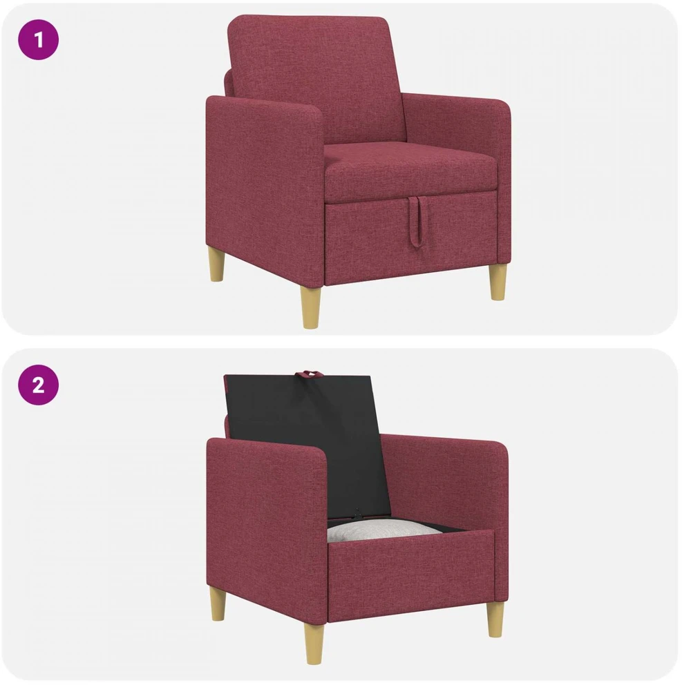 Sofa su saugojimo vieta Vyno raudona 72 x 78 x 87 cm