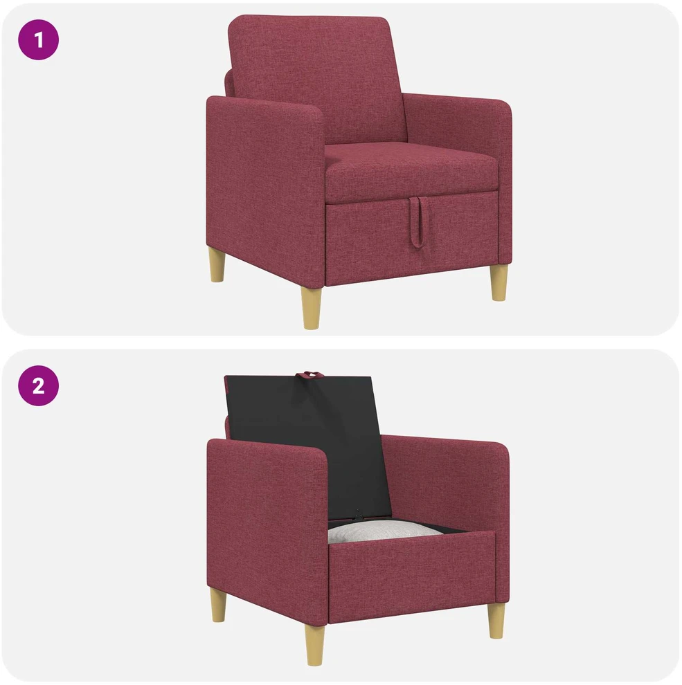 Sofa su saugojimo vieta Vyno raudona 72 x 78 x 87 cm