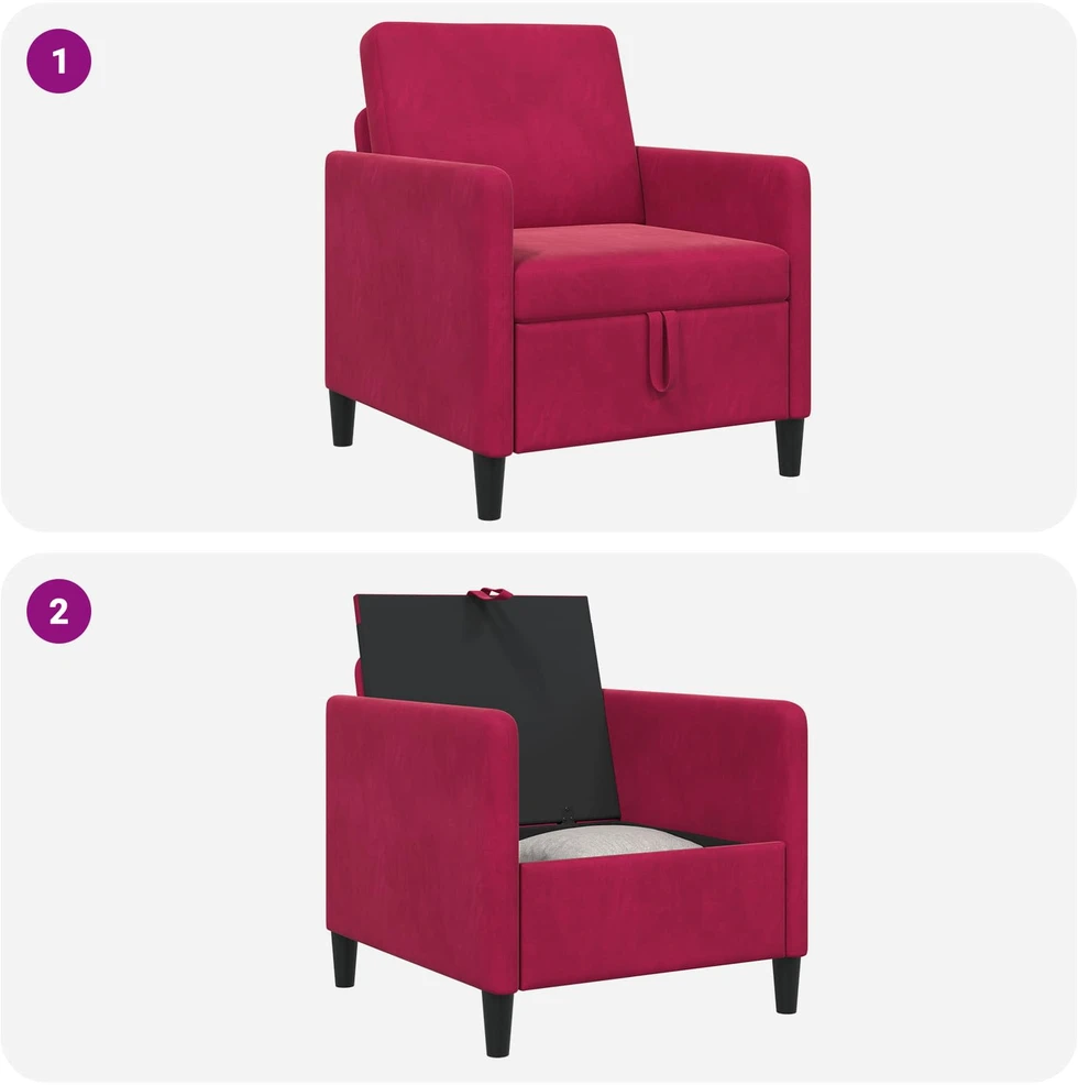 Sofa su saugojimo vieta Vyno raudona 72 x 78 x 87 cm
