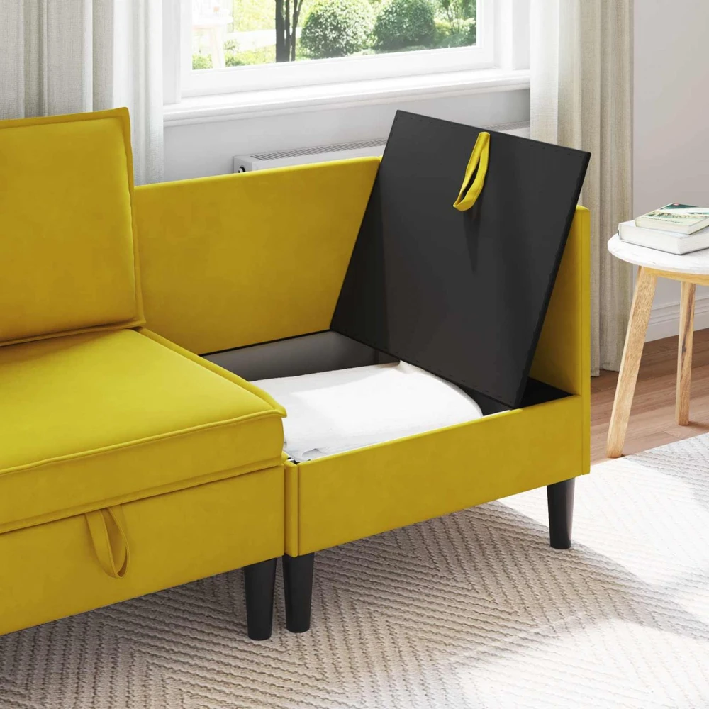 Sofa su saugojimu Geltona Aksomas