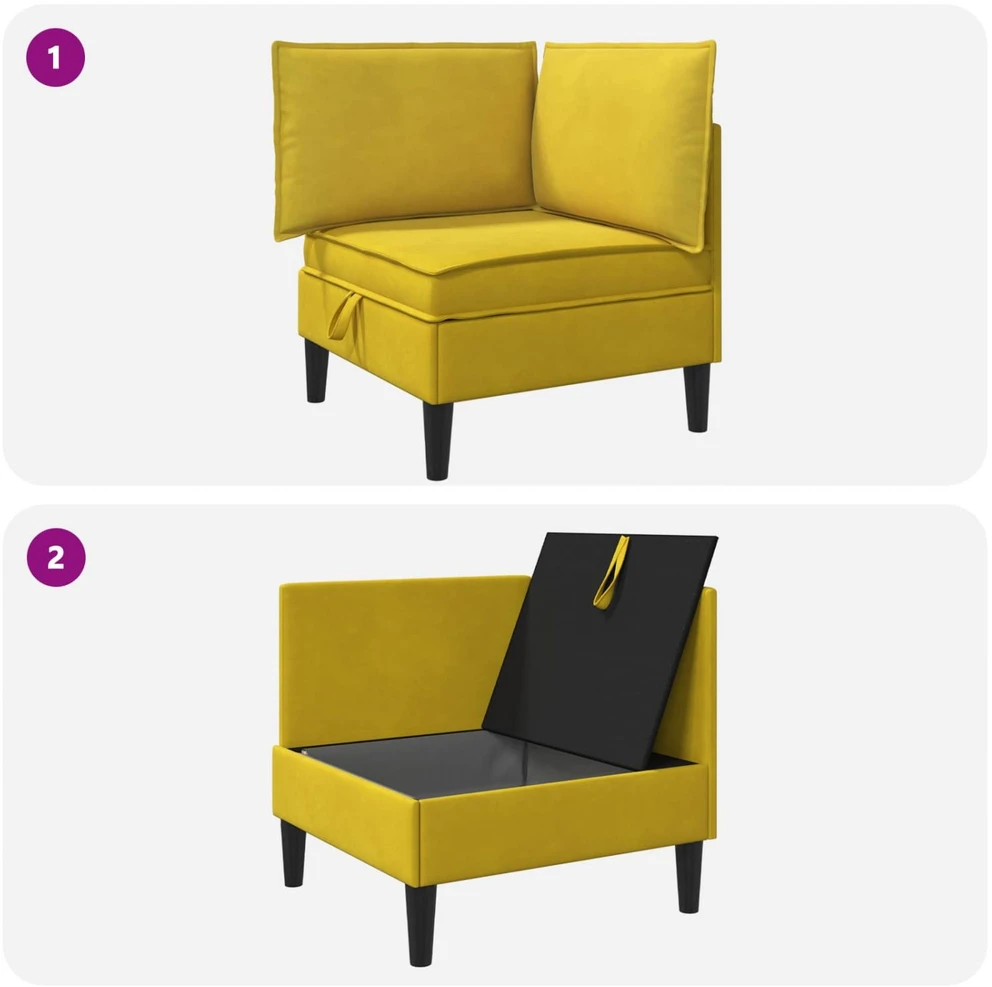 Sofa su saugojimu Geltona Aksomas