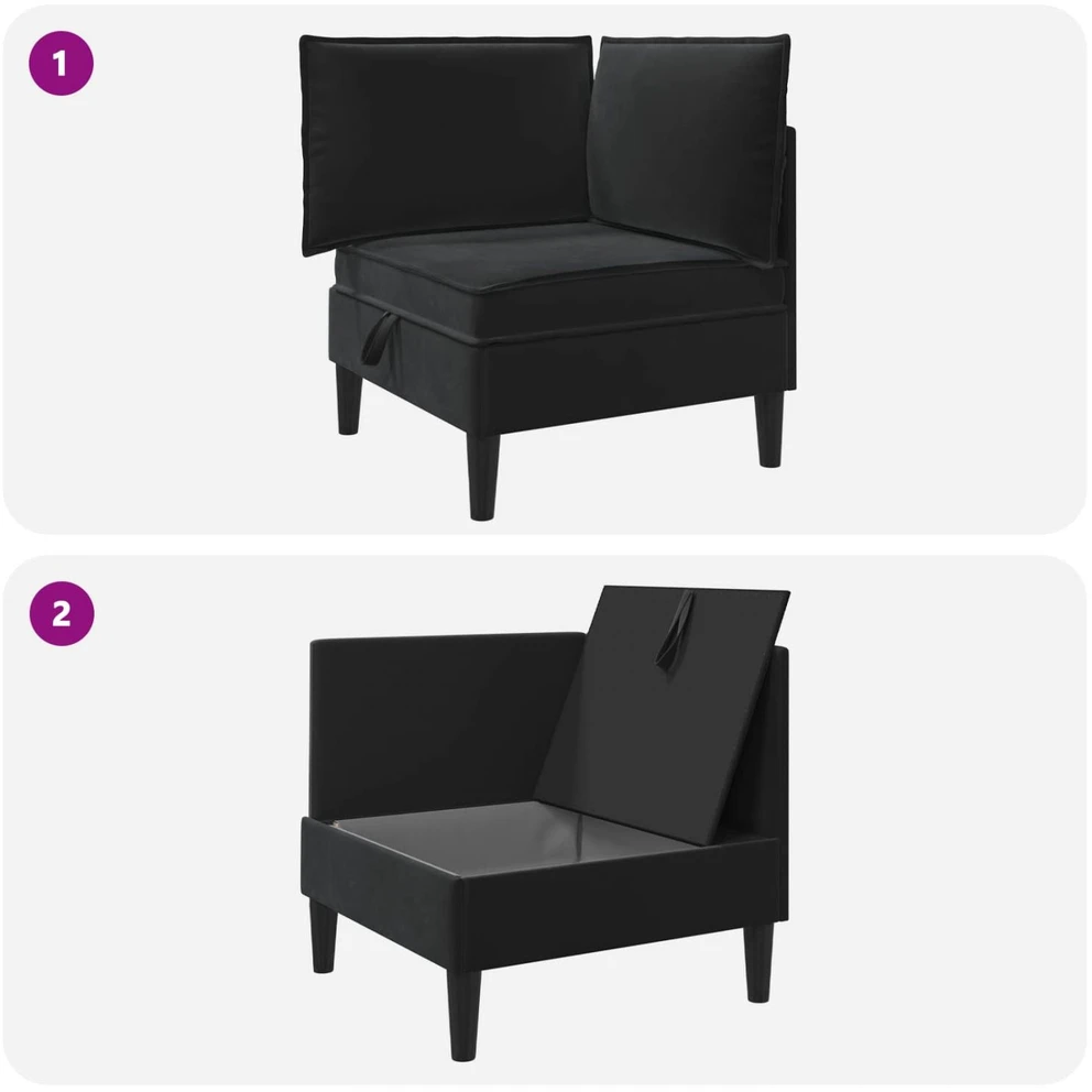 Sofa su saugojimu Juoda Aksomas
