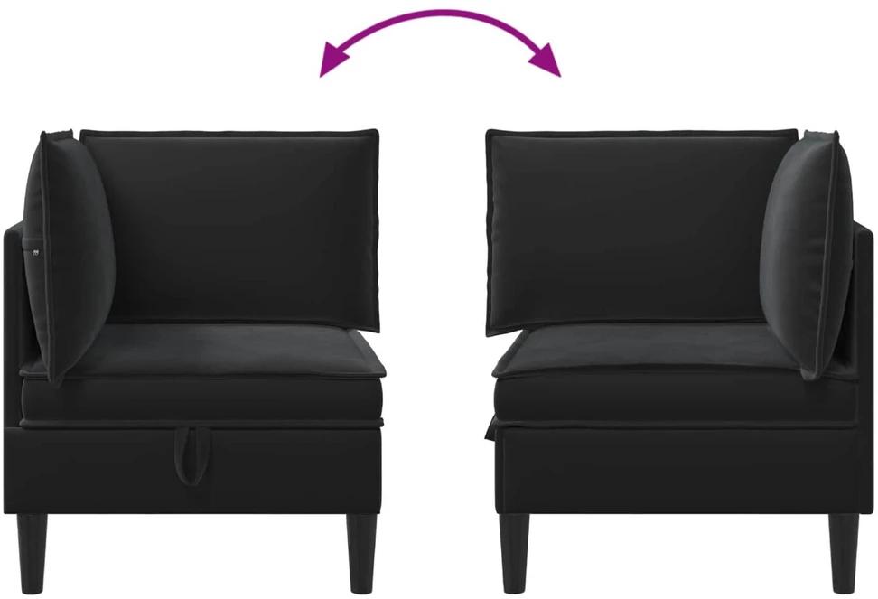 Sofa su saugojimu Juoda Aksomas