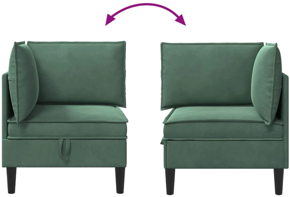 Sofa su saugojimu Jūrinė žalia Aksomas