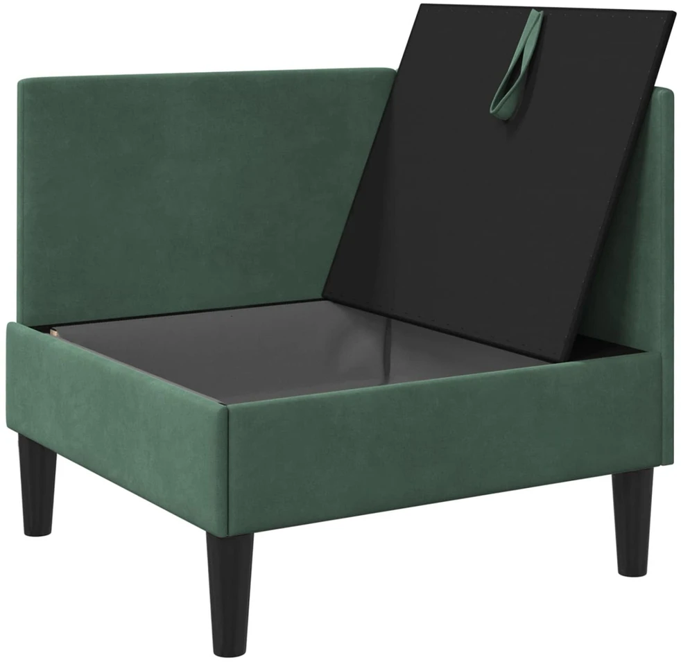Sofa su saugojimu Jūrinė žalia Aksomas