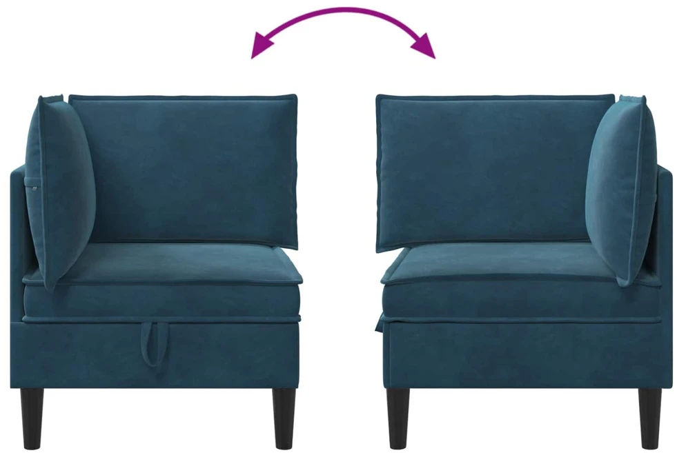 Sofa su saugojimu Mėlyna Aksomas