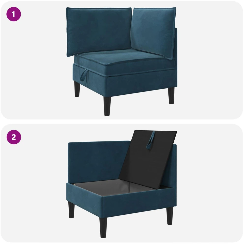 Sofa su saugojimu Mėlyna Aksomas