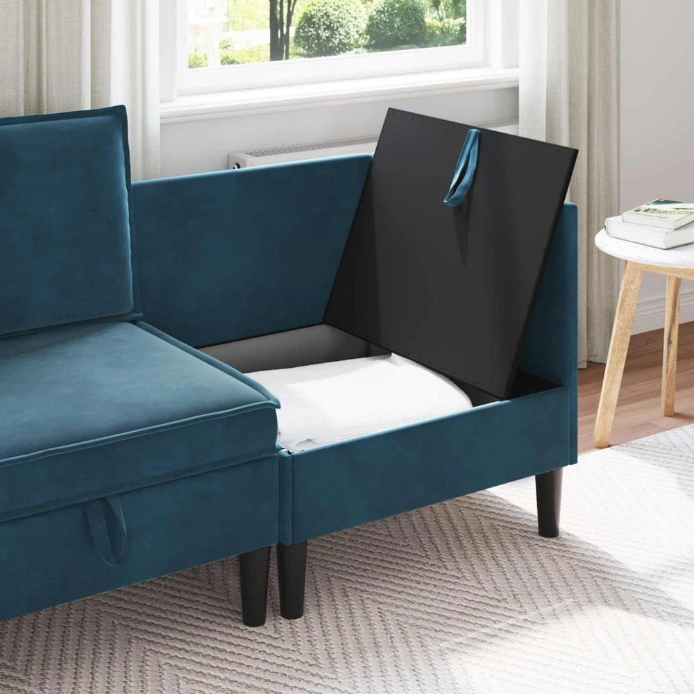 Sofa su saugojimu Mėlyna Aksomas