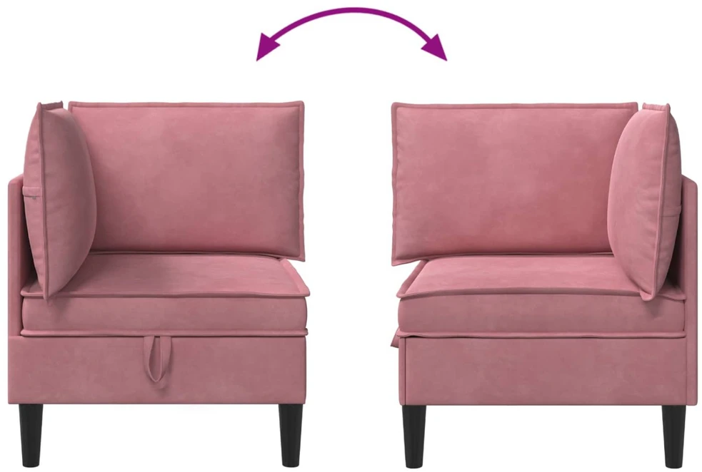 Sofa su saugojimu Rožinė Aksomas