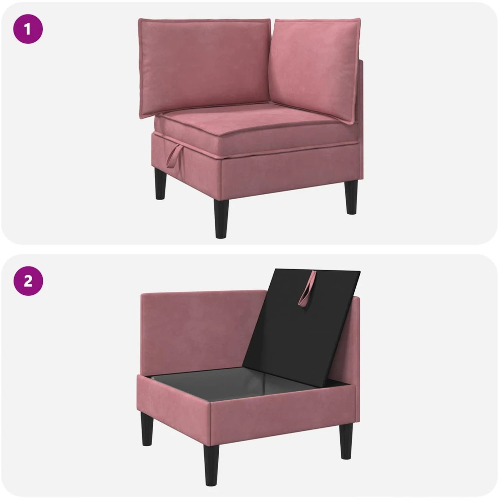 Sofa su saugojimu Rožinė Aksomas
