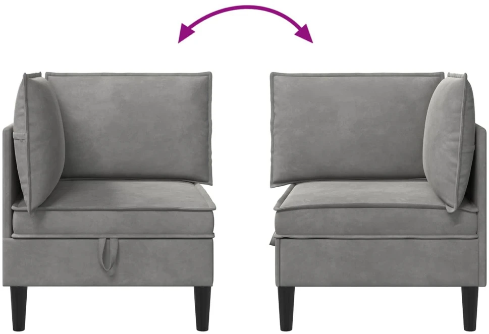 Sofa su saugojimu Šviesiai pilka Aksomas
