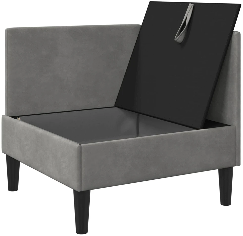 Sofa su saugojimu Šviesiai pilka Aksomas
