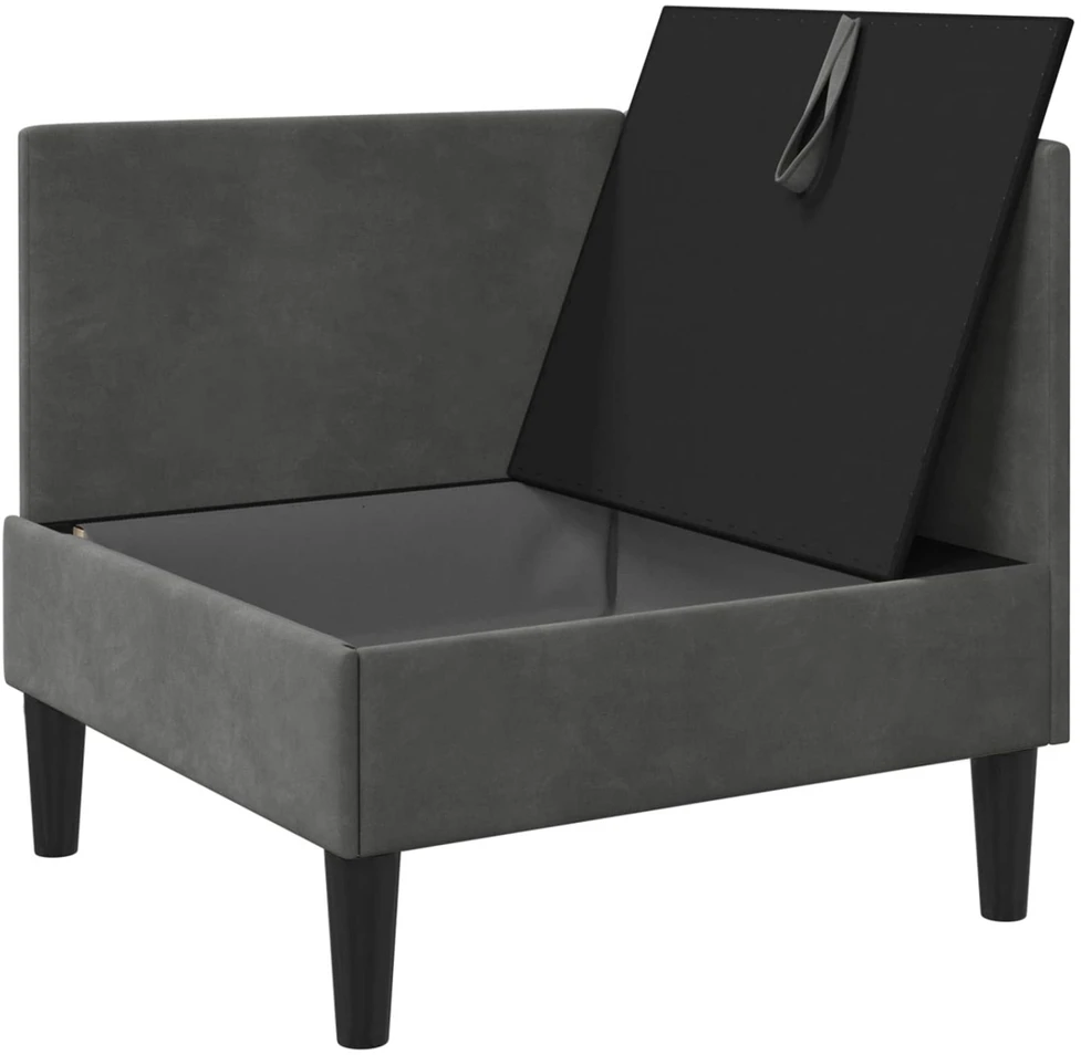 Sofa su saugojimu Tamsiai pilka Aksomas