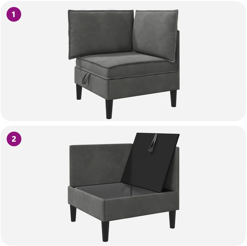 Sofa su saugojimu Tamsiai pilka Aksomas