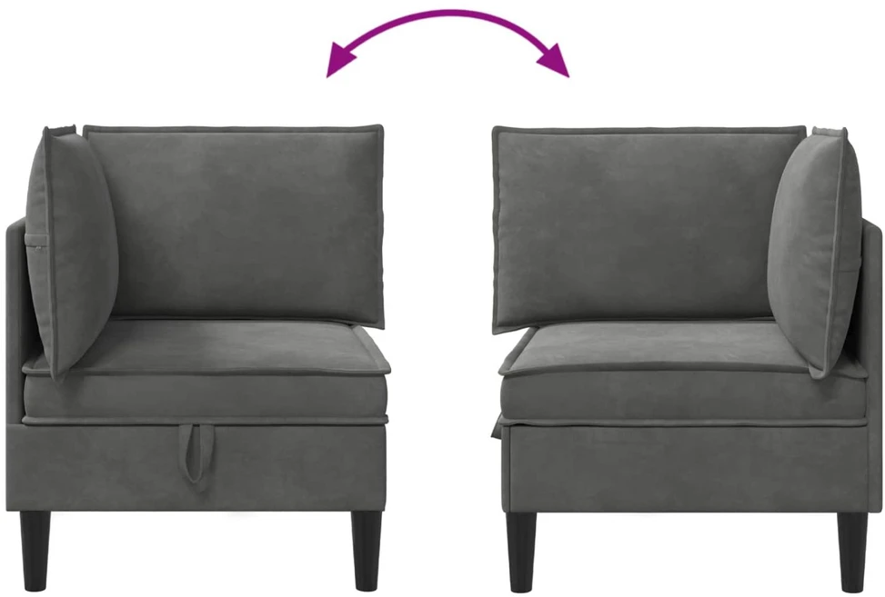 Sofa su saugojimu Tamsiai pilka Aksomas