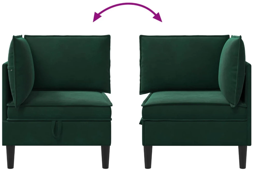 Sofa su saugojimu Tamsiai žalia Aksomas