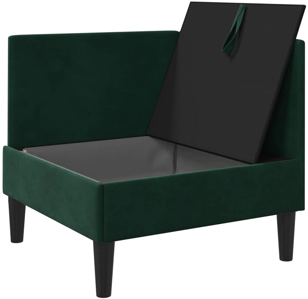 Sofa su saugojimu Tamsiai žalia Aksomas