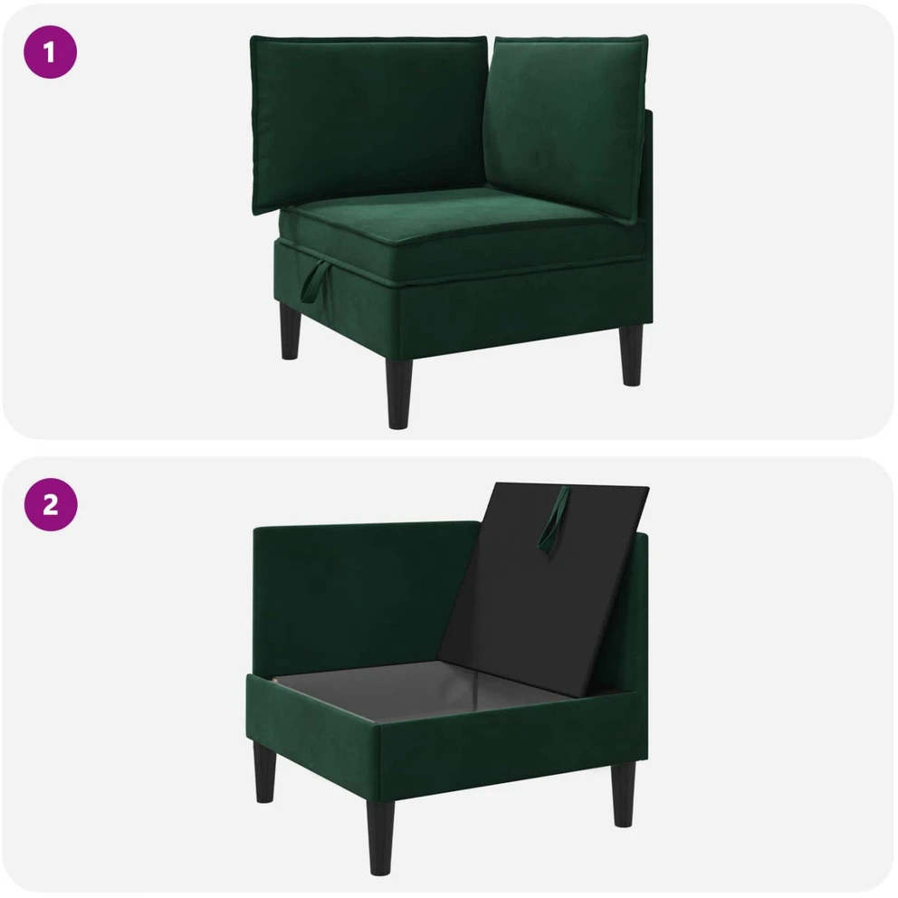 Sofa su saugojimu Tamsiai žalia Aksomas