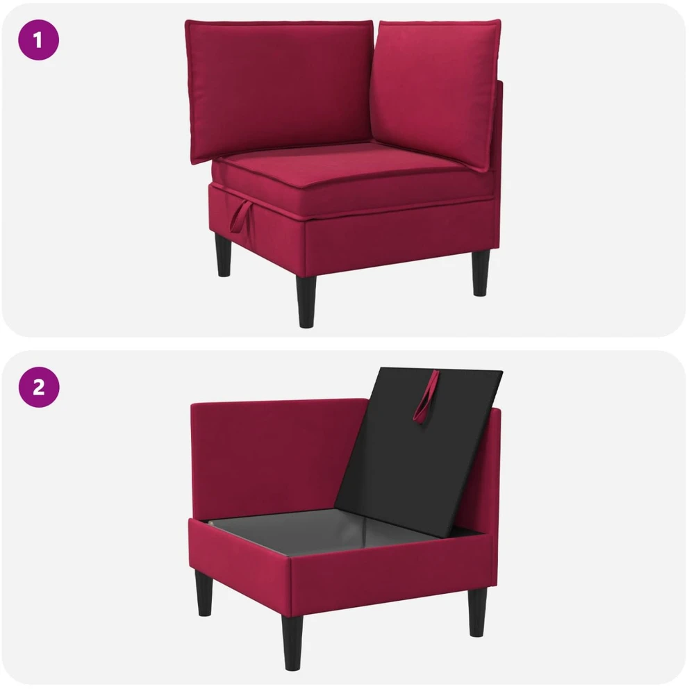 Sofa su saugojimu Vyno raudona Aksomas