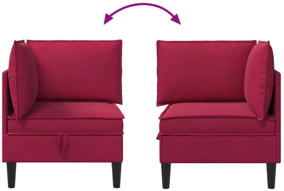 Sofa su saugojimu Vyno raudona Aksomas