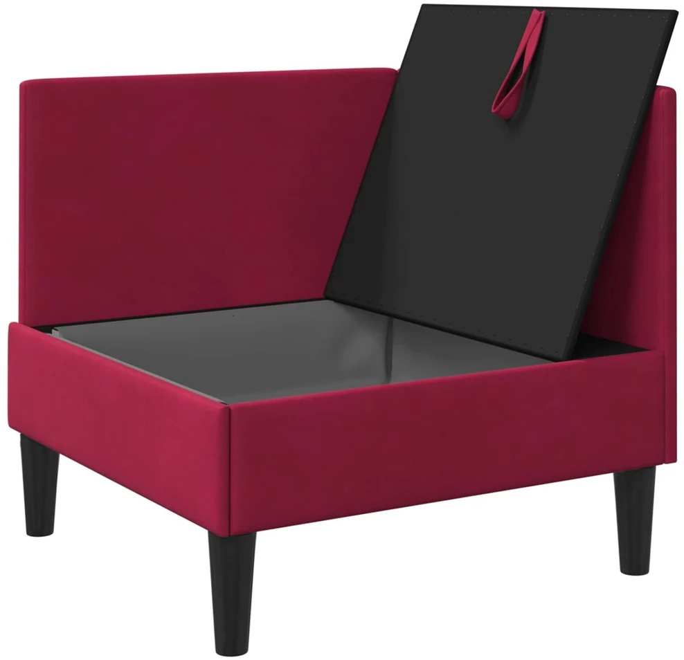 Sofa su saugojimu Vyno raudona Aksomas