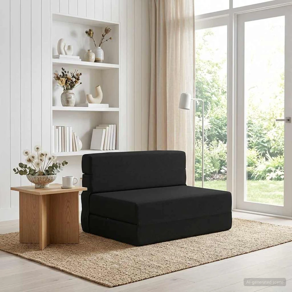 Sofa Sulankstomas Sofos Lova Juoda 100 x 80 x 60 cm Audinys