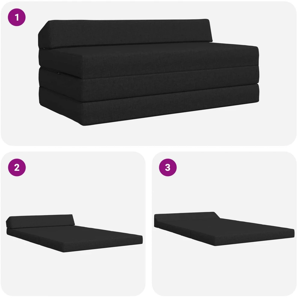 Sofa Sulankstomas Sofos Lova Juoda 120 x 60 x 49 cm Audinys