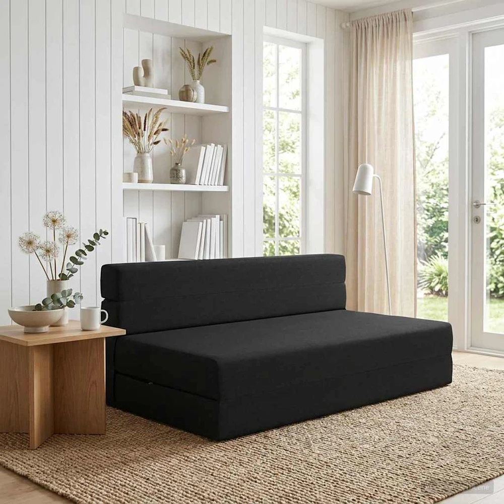 Sofa Sulankstomas Sofos Lova Juoda 152 x 86,5 x 60 cm Audinys