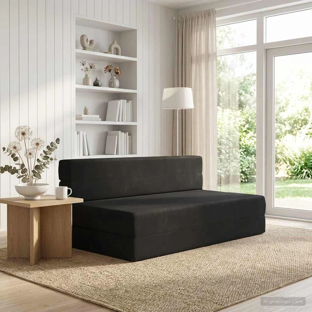 Sofa Sulankstomas Sofos Lova Juoda 152 x 86,5 x 60 cm Audinys
