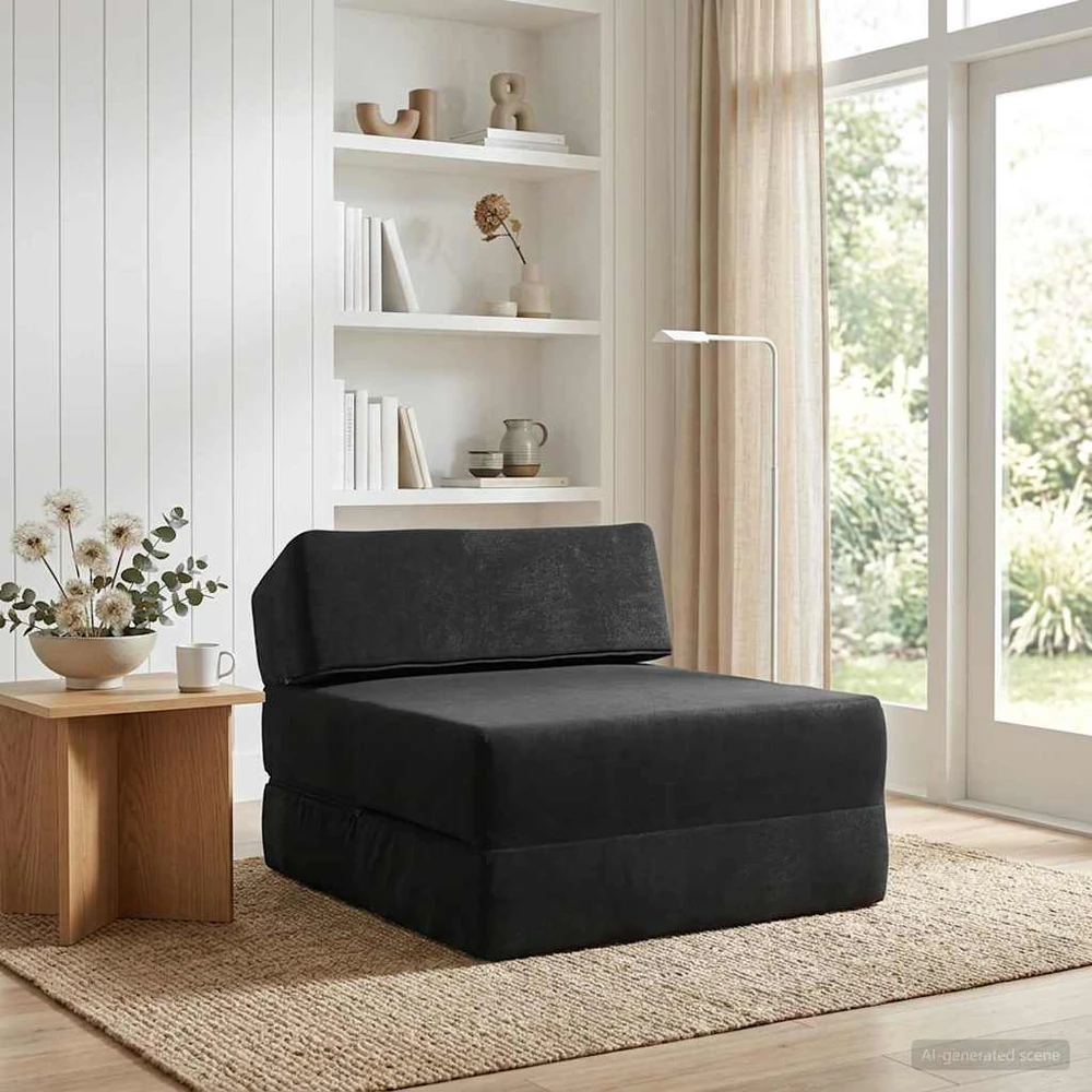 Sofa Sulankstomas Sofos Lova Juoda 60 x 70 x 41 cm Audinys
