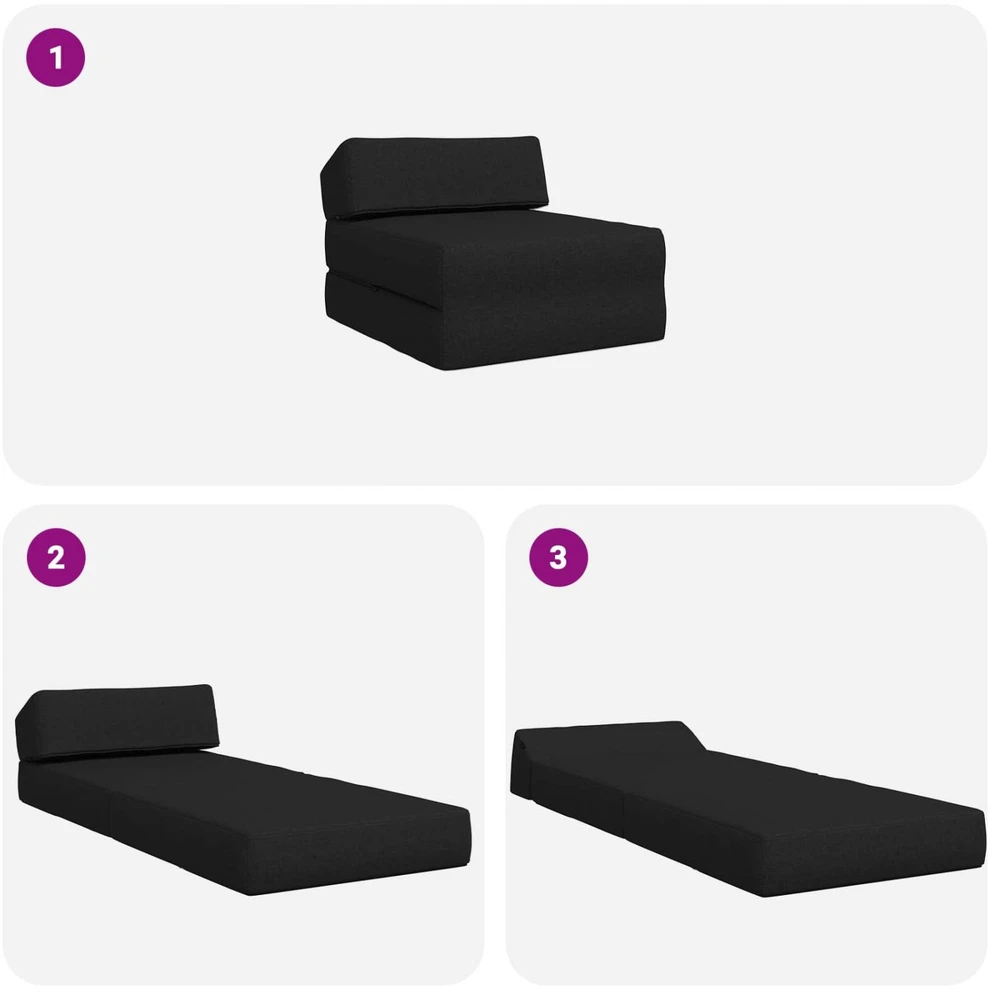 Sofa Sulankstomas Sofos Lova Juoda 60 x 70 x 41 cm Audinys