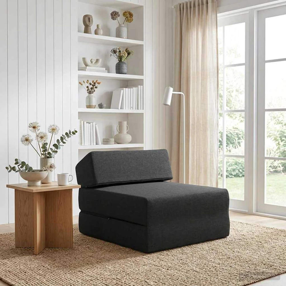 Sofa Sulankstomas Sofos Lova Juoda 60 x 70 x 41 cm Audinys